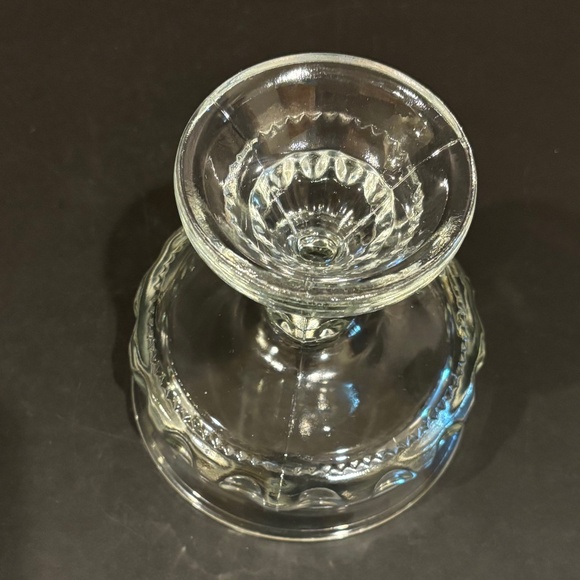 Vtg Indiana Glass "Kings Crown" Clear Glass Pedestal Candy/Nut Bowl w/Lid - Picture 4 of 4